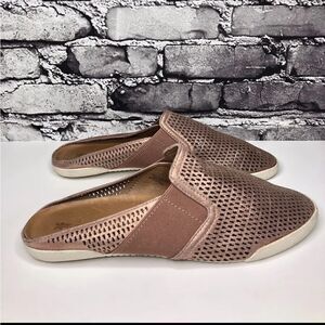 FRYE Melanie Pink Rose Gold Metallic Slides Mules Shoes Women sz 10M US/41EU